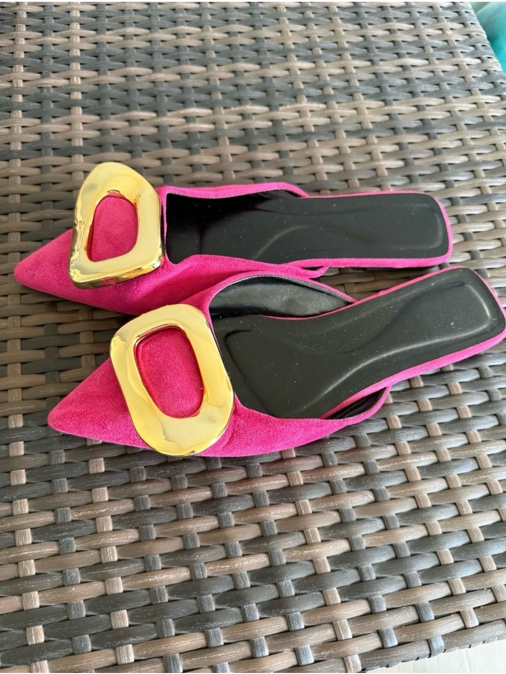 Hot Pink Mules Faux Suede Size 11 Women - Picture 6 of 6